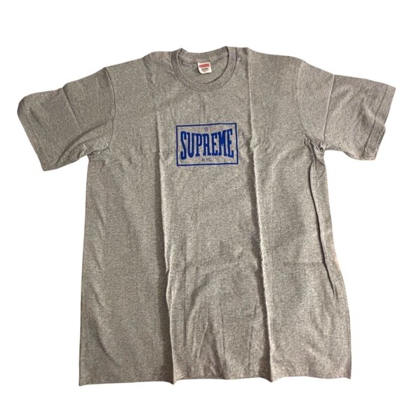 Supreme NYC Gray T-Shirt Large  90% Cotton 10% Polyester Pre-Shrunk Made In USA - Picture 1 of 5